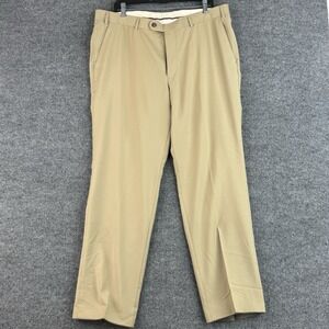 Hiltl Dress Pants Mens 38x32 Beige Super 100s Wool Flat Front Formal Trousers
